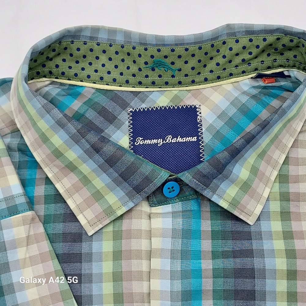 Tommy Bahama XLT Extra Large Tall Plaid Button‎ Up Shirt Casual Pre-Owned